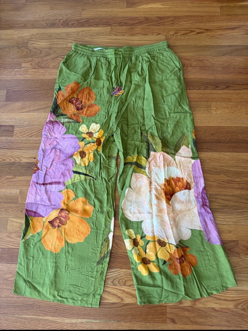 New Farm Rio x Anthropologie Placed Floral Pull-On Pants Size XL - Picture 6 of 9